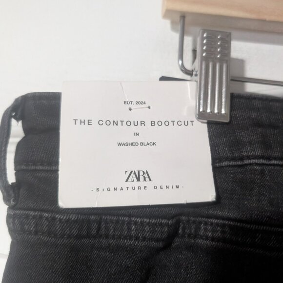 Zara | ZW Mid-Rise Bootcut Contour Jeans In Washed Black - Picture 13 of 13